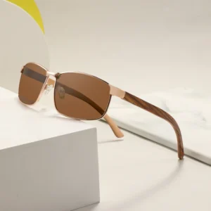 UV400 Polarized Sun Glasses Metal Frame Customized logo Handmade Natural Wood Sunglasses
