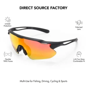UV400 Protection Custom TR90 Frame Polarized Fishing Glasses L M Size Glare Reduction Driving Cycling Mens Sports Sunglasses