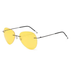 Ultralight Titanium Rimless Polarized Sunglasses Color Changing Men Outdoor Driving Eyeglasses