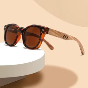 Unique Design Thick square Frame High Quality Wood Temple Sunglasses Eyewear Stylish Polarized Sunglasses Unisex