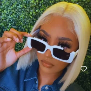 Unique Rectangle Chipped Sunglasses Women Vintage Colorful Men Small Square Frame UV400