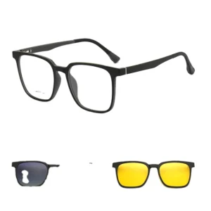 Unisex Anti Radiation Square TR90 Full Frame Eyeglasses Set Featuring TAC Polarized Lens for Daily Casual Wearing