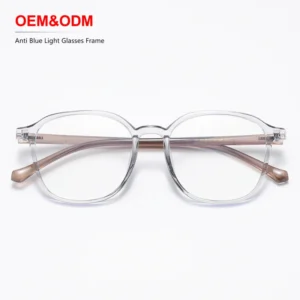 Unisex Blocking Fashion High Quality Custom Logo TR90 Frame Square Lightweight OEM Anti Blue Light Black