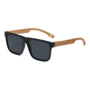Unisex Blue Bamboo like Wood Grain Sunglasses with Custom Logo Plastic Frame Men and Women’s Sun Glasses