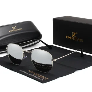 Unisex Classic Reflective Retro Full Rim Stainless Steel Sunglasses with Anti Radiation & UV Protection Polygon Model 7548