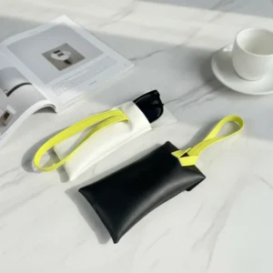 Unisex Color Block Glasses Bag Portable PU Sunglasses Case with Wrist Strap Multi Purpose Storage Pouch Customizable