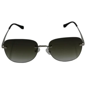 Unisex Diamond Shape Rimless Sunglasses Black Metal Frame with UV400 Tac Lenses