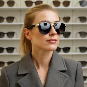 Unisex Driving Travel Sunglasses Double Bridge UV400 Protection Metal Frame Sunglasses with Anti Glare Eyewear
