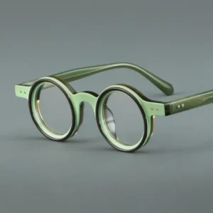 Unisex Fashionable Vintage Acetate Full Rim Glasses Japanese Retro Rivet Solid Diamond Anti Blue Light Reading Glasses