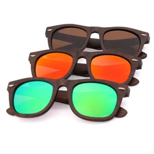 Unisex Handmade Polarized Wooden Sunglasses with Rivet Decor Custom Logo