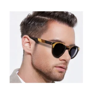 Unisex Handmade Vintage Luxury Wood Bamboo Sunglasses Blue Polarized