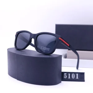 Unisex Luxury Brand Sunglasses 5101 Square Sports Goggles with Logo White and Red PC Frame Outdoor Sun Glasses for Men Women