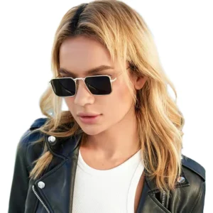 Unisex Metal Framed Square Sunglasses with PC Lenses Light Weight Mirror