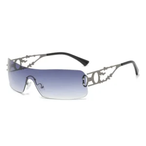 Unisex One Piece Sunglasses Metal Glasses Women Large Frame Eyewear