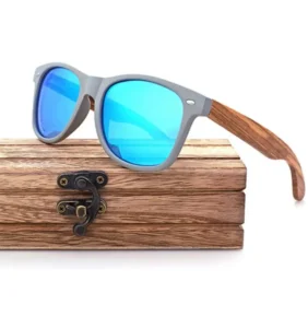 Unisex Plastic Sunglasses with Wooden Frame Men’s Optic Polarized Lenses Eyewear PC Frame Material Sun Glasses