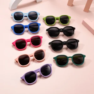 Unisex Polarized Kids Sunglasses Silicone Vintage Square Frame Lightweight Comfortable UV400 Protection for Outdoor