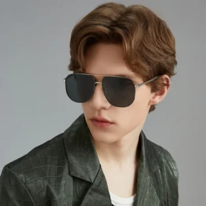 Unisex Polarized Sunglasses with Custom Logo Lenses Men’s Fashion Metal Frame Goggles for Driving and Fishing