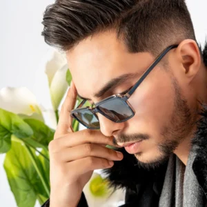 Unisex Rectangle Fashion Design UV400 Bevel Acetate Polarized Light Weight Anti-Radiation Sunglasses