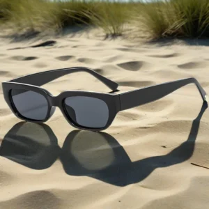 Unisex Rectangle Sunglasses Green Frame UV400 Custom Logo Stylish Sun Shades