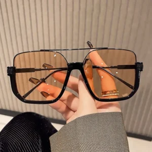 Unisex Retro Double Bridge Oversized Sunglasses High End Fashion UV Protection Shades