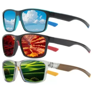 Unisex Square Polarized Full Rim Sports Sunglasses Silver Frame Tac Lenses Colorful PC Material UV Protection