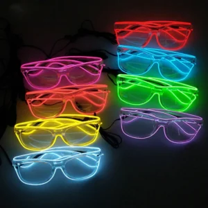 Unisex Transparent Lens Frame Sunglasses with Luminous LED Glow for Christmas and New Year Party Decorations