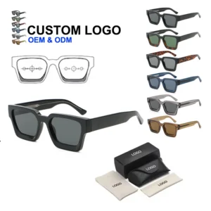 Unisex Uv400 Sun Glasses Square Frame Men Retro Fashion Luxury Brand Shades Custom Logo Women Polarized Sunglasses