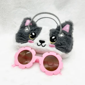 Variety Colors Custom Kids Round Party Stylish Sunglasses Set With Car Custom Sunglasses Case for Girl and Boy