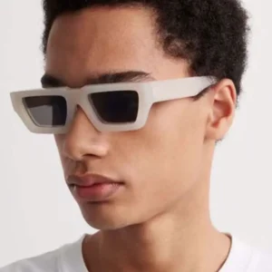 Vintage Black Sunglasses for Men Small Rectangle Square Plastic Frame UV400 Optical Lenses for Disco Dancing and Sun Parties