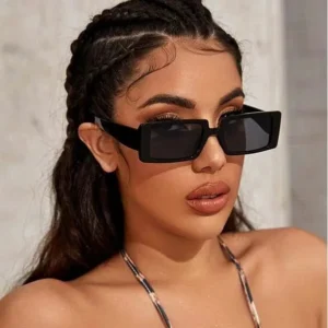Vintage Brown Authentic Designer Sunglasses Small Retro Colored Plastic Square Full Rim UV400 Protection Transparent Unisex
