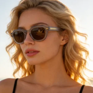 Vintage Custom Logo Square Sunglasses Acetate Polarized UV400 Women Men