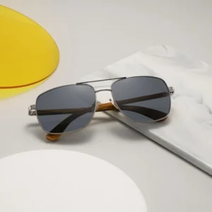 Vintage Custom Logo Walnut Wood Temple Sunglasses Square Frame Eyewear for Men Women Polarized Gafas Sun Glasses
