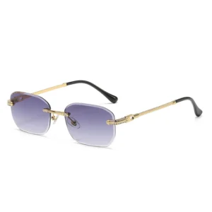 Vintage Metal Sunglasses Women’s Personality Frameless Square Diamond Sunglasses Men