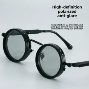 Vintage ND9 Adjustable Dimming Polarized Sunglasses UV400 Anti-Glare Foldable Portable Outdoor Fishing Eyewear Prescription