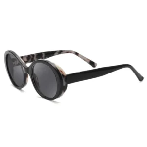 Vintage Oval Black Gray Brown Acetate Polarized Sunglasses UV400 OEM ODM Logo Model 1215S for Men Women