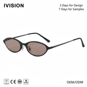 Vintage Oval Sunglasses Small Frame Custom Logo Metal UV400 Lightweight