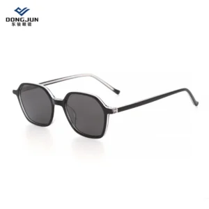 Vintage Polarized Gradient Hexagon Acetate Sunglasses Yellow Blue Gray