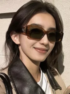 Vintage Rectangle Acetate Sunglasses, UV400 Certified, With Nylon Lenses for Outdoor Streetwear & Daily Use
