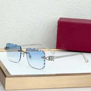 Vintage Rectangle Designer Luxury Sunglasses for Women and Men Square Frameless Rimless Shades with UV400 Optical Metal Lenses