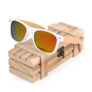 Vintage Retro Bamboo Sunglasses for Men Women Custom Logo UV400 Square Wooden Frames Blue Green Gray High quality
