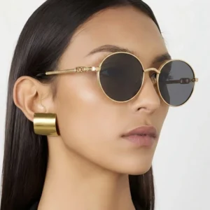 Vintage Retro Designer Unisex Custom Logo Sun Glasses Fashionable Y2K Style Round Frame Metal Sunglasses Women Men