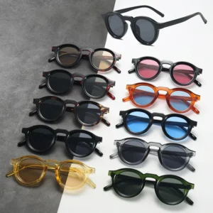 Vintage Simple Men Women Sunglasses Small Frame PC Frame UV400 Full Rim Round Sun Glasses Party Travel Outdoor