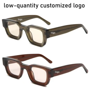 Vintage Small Frame Acetate Sunglasses Retro Handmade Thick Square
