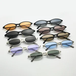 Vintage Small Triangle Unisex Sunglasses Lightweight Narrow Fashionable Metal UV400 Protection Gradient Outdoor Activities