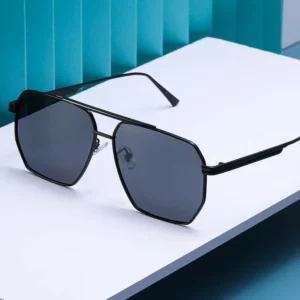 Vintage Square Metal Sunglasses with UV400 Protection Brown Lens for Men and Women
