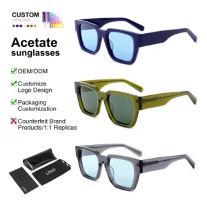 Vintage Square Polarized Acetate Sunglasses for Women Men Simple Style Shades Gafas De Sol