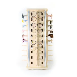 Vintage Square Wooden Glasses Holder Eyeglass Display Stand Rotating Sunglasses Desktop Display Stand