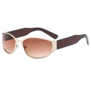 Vintage Sunglasses Metal Y2k Sunglasses Custom Logo Futuristic Designer Oval Sunglasses Men