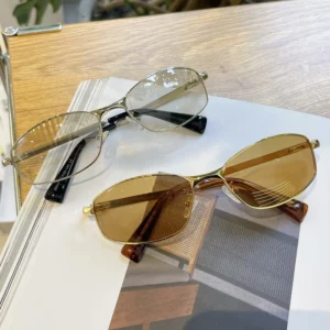 Vintage Sunglasses for Women UV400 Cat Eye Metal Frames Lightweight Polarized Sunglasses for Men