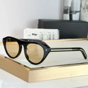 Vintage Sunglasses with Retro Thick Gold Metal Bar UV400 Flat Top Design for Women Men Acetate Frame